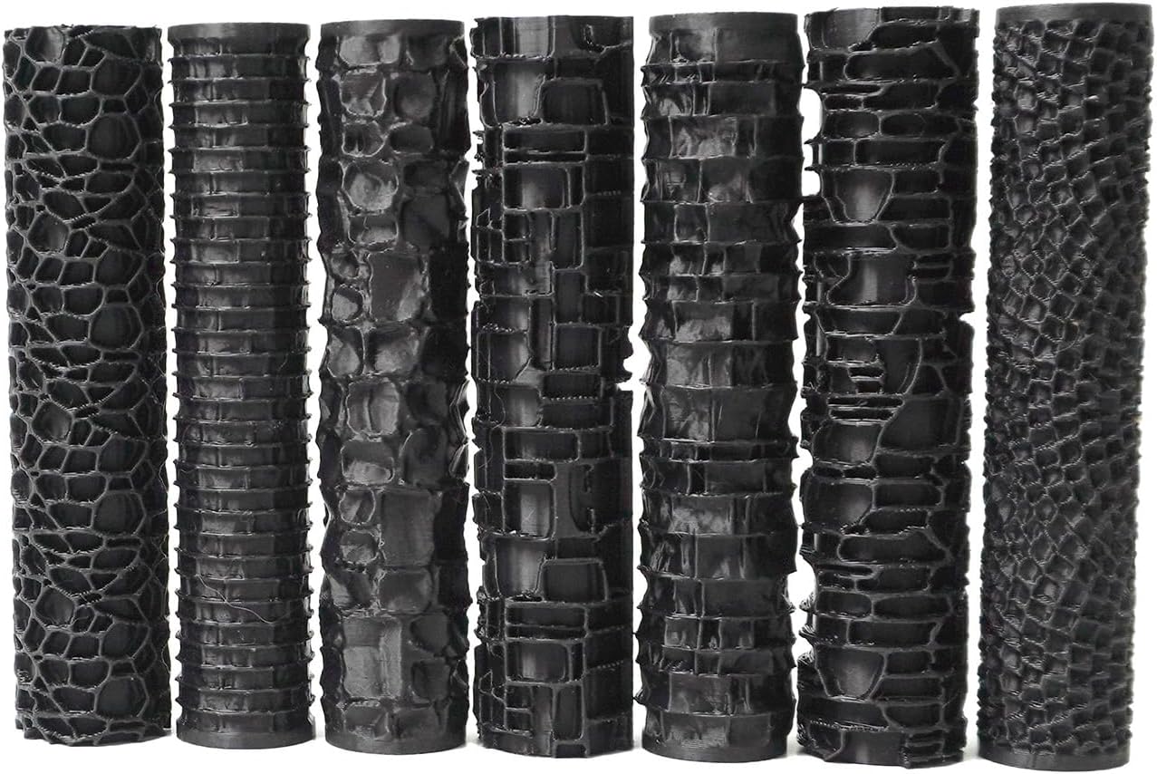 Texture Roller Set – 7-Pattern 3D-Printed Miniature Terrain Rollers for Clay & Modeling – Ideal for D&D, Tabletop, Polymer Clay Crafts (Interesting 7 Patterns)
