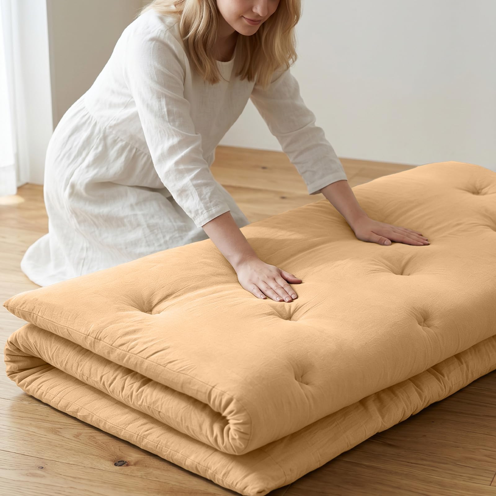 ZonLi Japanese Floor Mattress, 100% Cotton Cover Foldable Futon Mattress