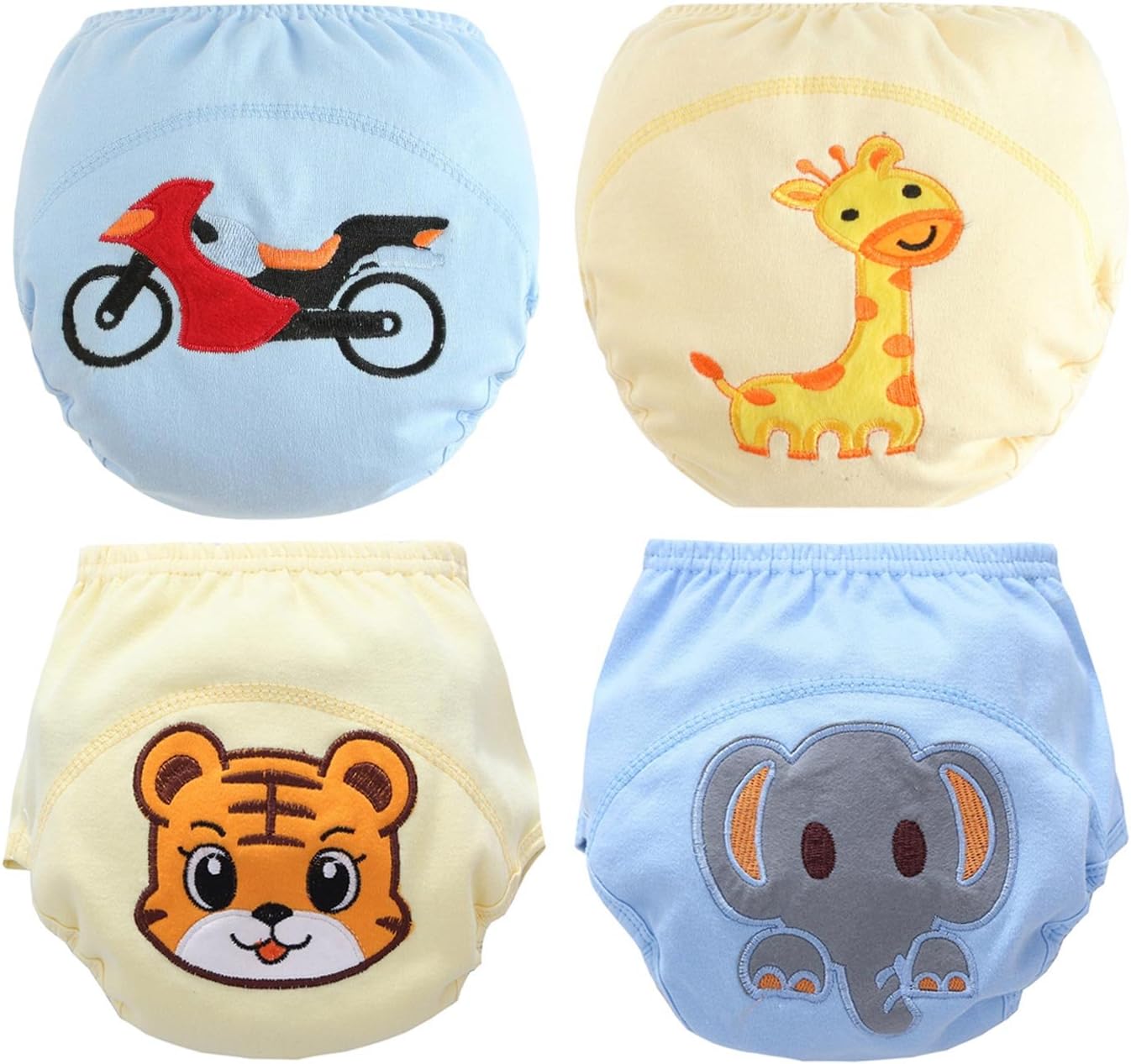 HANIBEIWA Baby Girl Boy Potty Training Pants Reusable Toddler Training Underwear Cotton Embroidery Pants 90-110cm 5-12 Months 4 Pcs