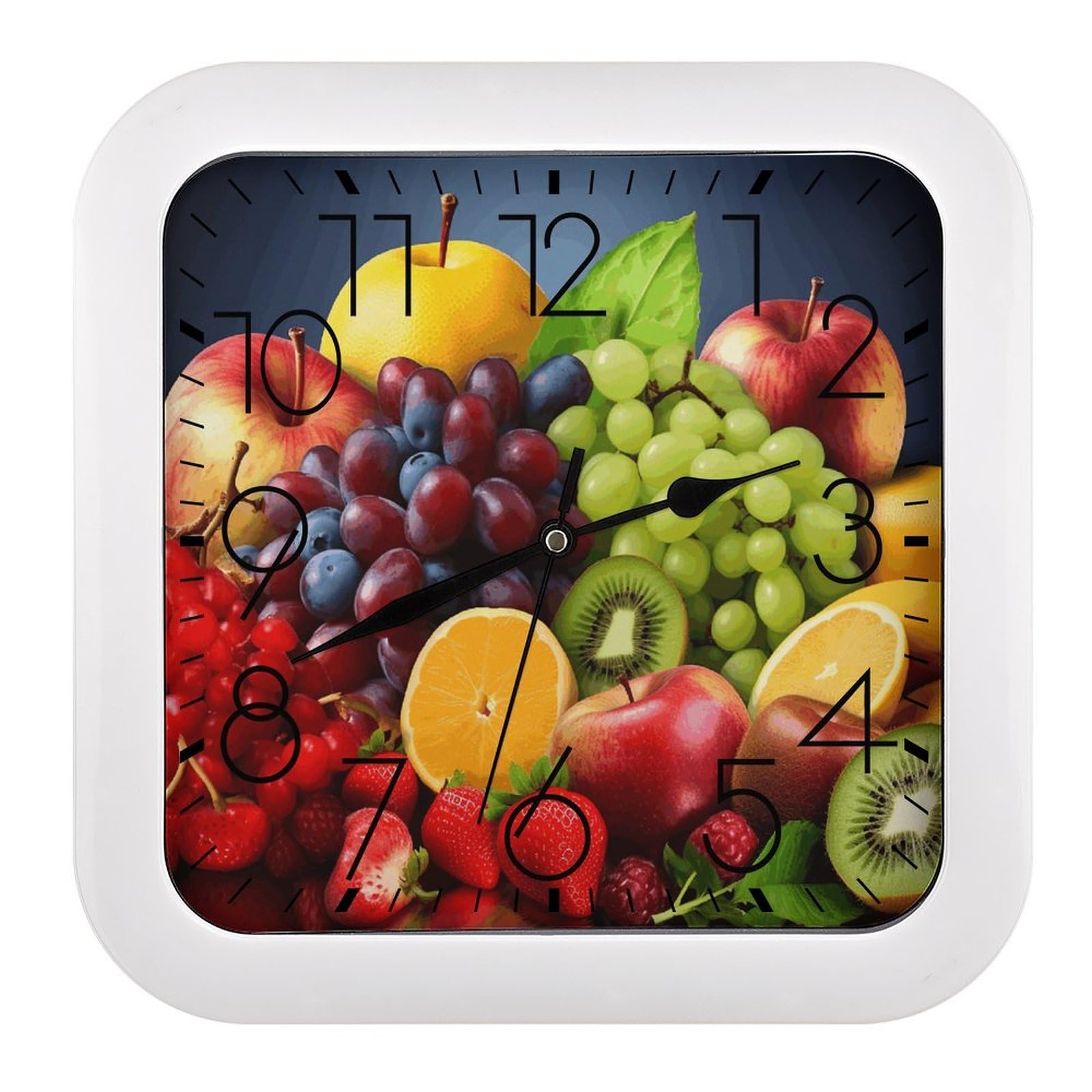 FekiLoot Fruits Wall Clock 10.2" Modern Farmhouse Square Clocks Silent No Ticking, Wall Art and Timepiece Clock for Shelf Table Mantel Or Bedside Clocks