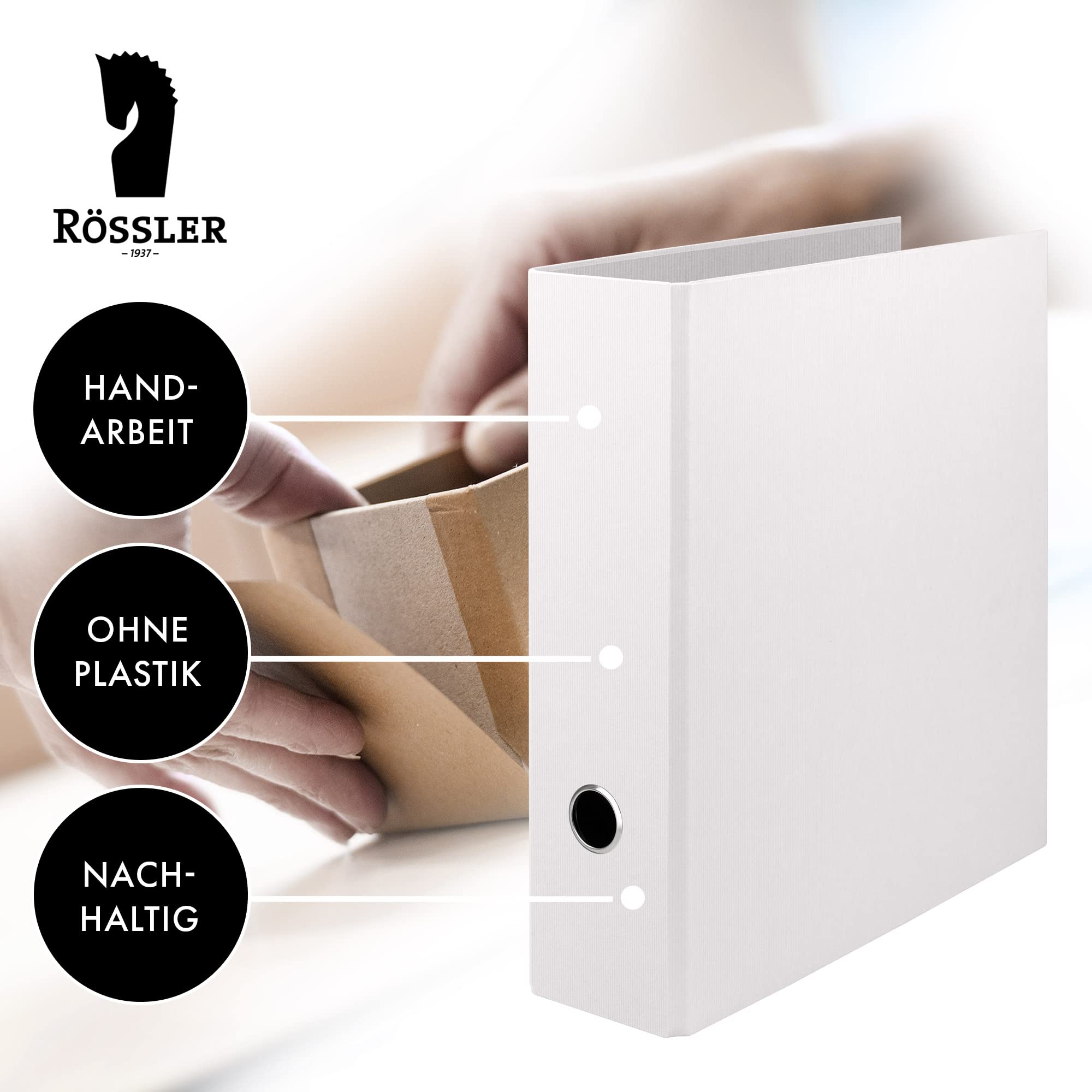 Rössler 1317452090 - S.O.H.O. Ordner DIN A4 mit Hebelmechanik, Rückenbreite 85 mm, special edition white, 1 Stück (Packung mit 4)