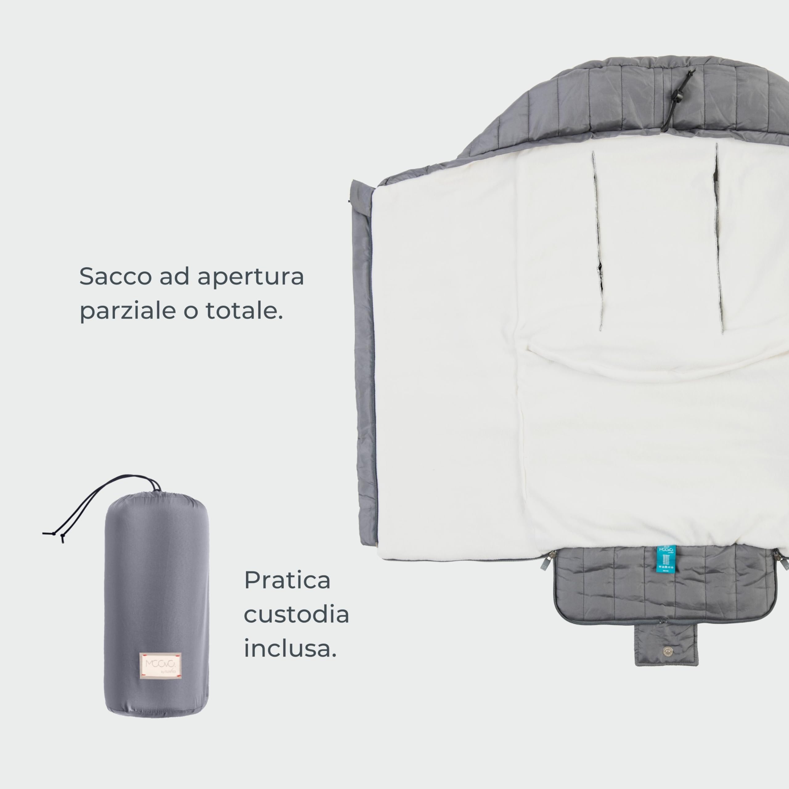 Nuvita Moovo 9658 Junior Slender | Sacco universale per passeggino | Massima Protezione dal Freddo da 6 a 36 Mesi (100cm) |Ultra Sottile, Leggero e Protettivo fino a -10°C | Pistacchio