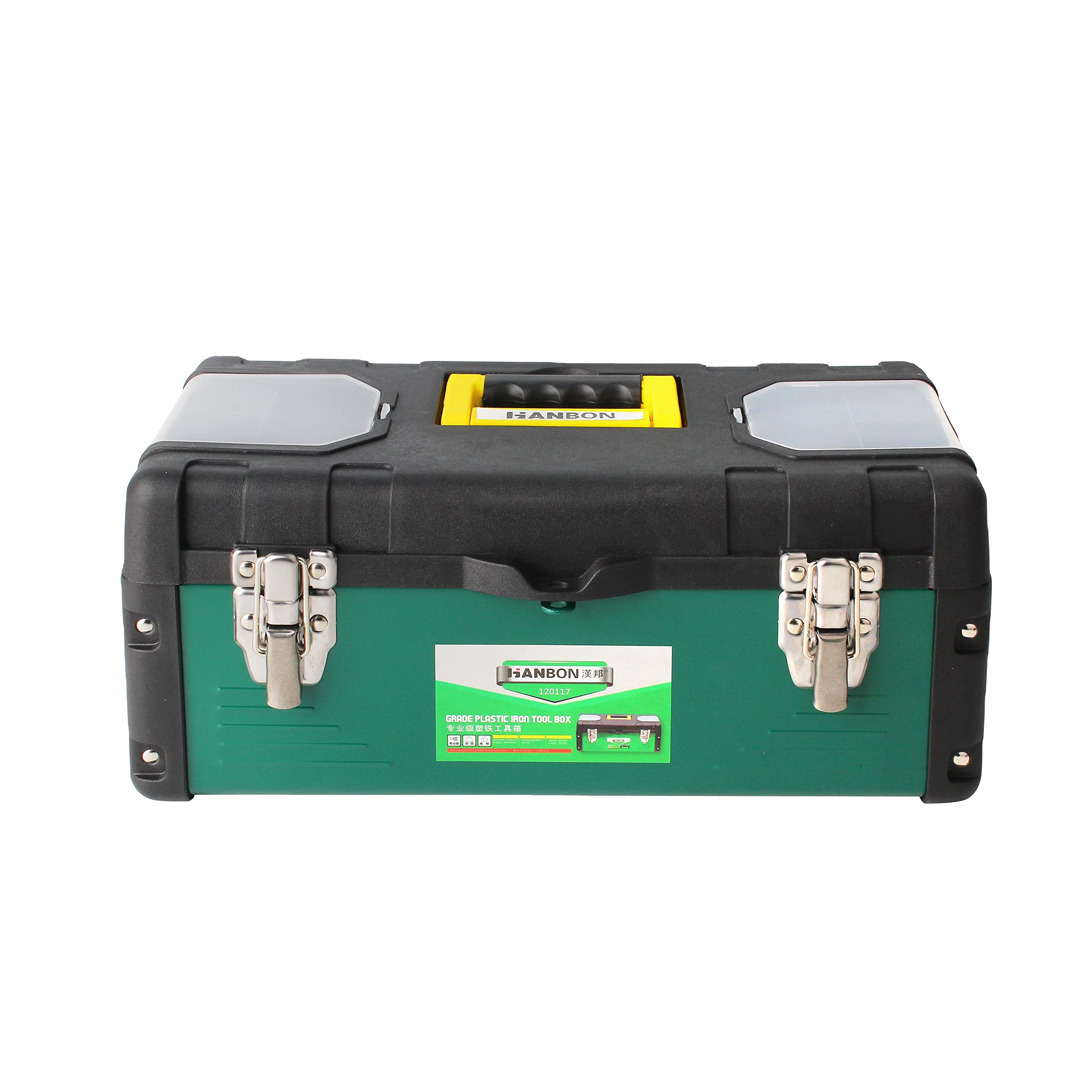 Malfah Tool Box Metal Plastic Cover, Removable Tool Tray Strong Metal Latches & Secure Grip Handle for Storage of Tools, Ideal organiser 17" (measured diagonally like tv screen) 120117-image-5