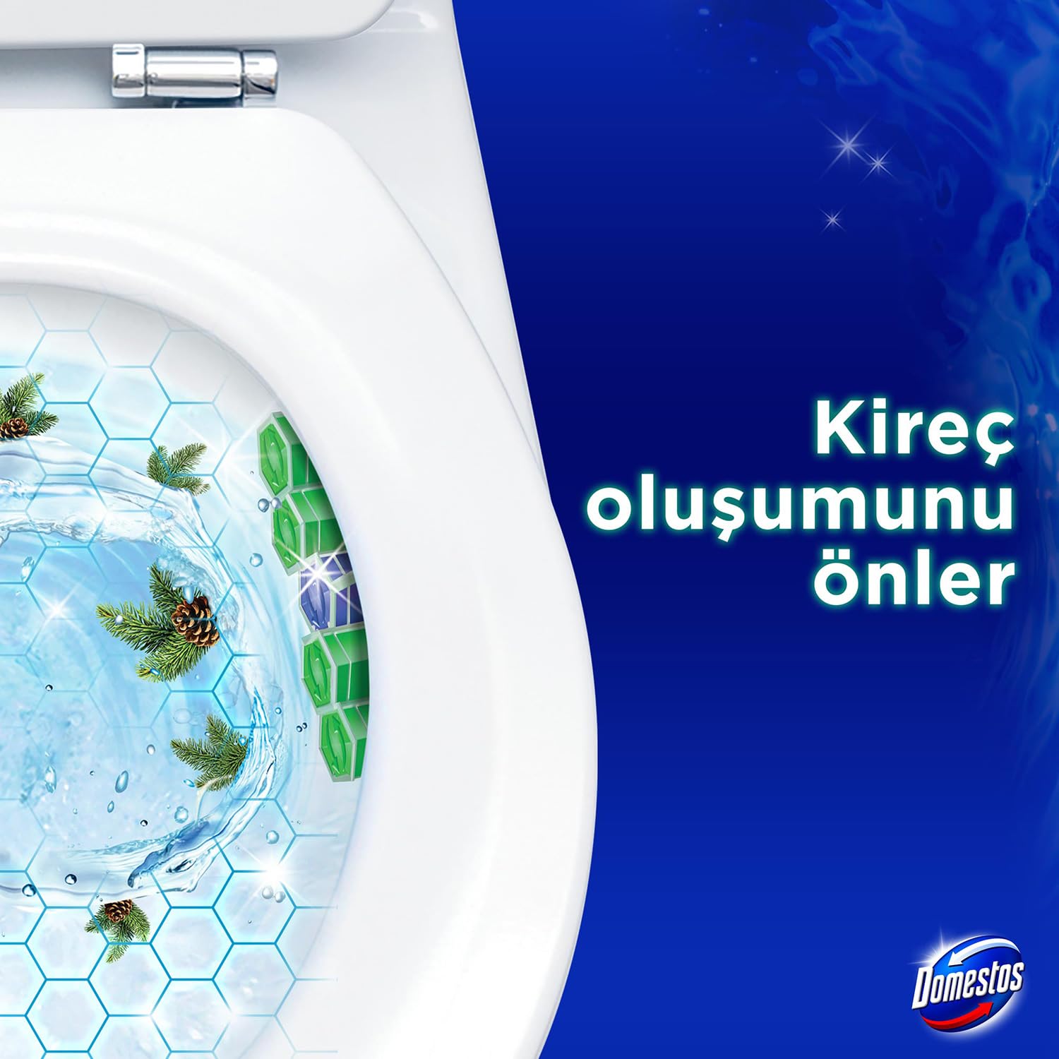 Domestos WC Blok 5'li Güç Tuvalet Bloğu Çam Ferahlığı Maksimum Hijyen 50 G