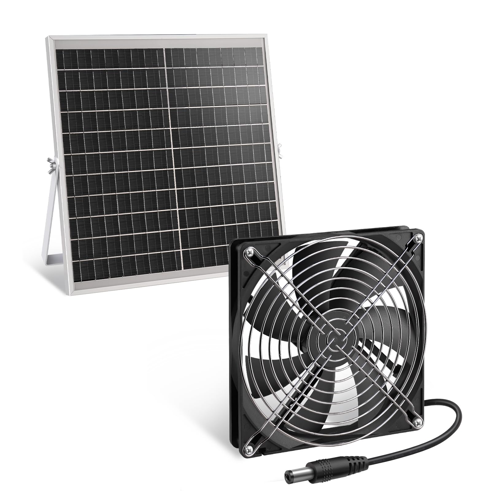 Solar Ventilator, 15W wetterfestes Solarpanel mit DC-Ventilator für kleine Hühnerställe, Gewächshäuser, Schuppen, Haustierhäuser, Zu-oder Abluft
