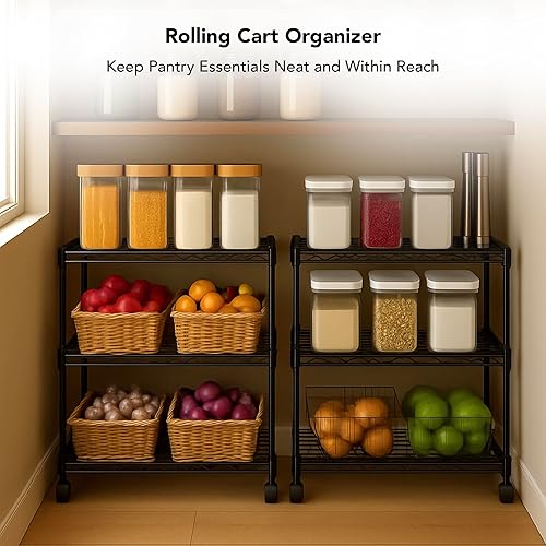 Miniatura 5 de Unidad de estantería de alambre de 3 niveles, estante de almacenamiento, organizadores utilitarios de metal de servicio pesado, unidades de