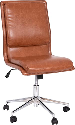Miniatura 45 de Flash Furniture Madigan - Silla de oficina Task – Lujosa tapicería gris LeatherSoft – Acolchado medio respaldo y asiento – Base cromada ajustable en