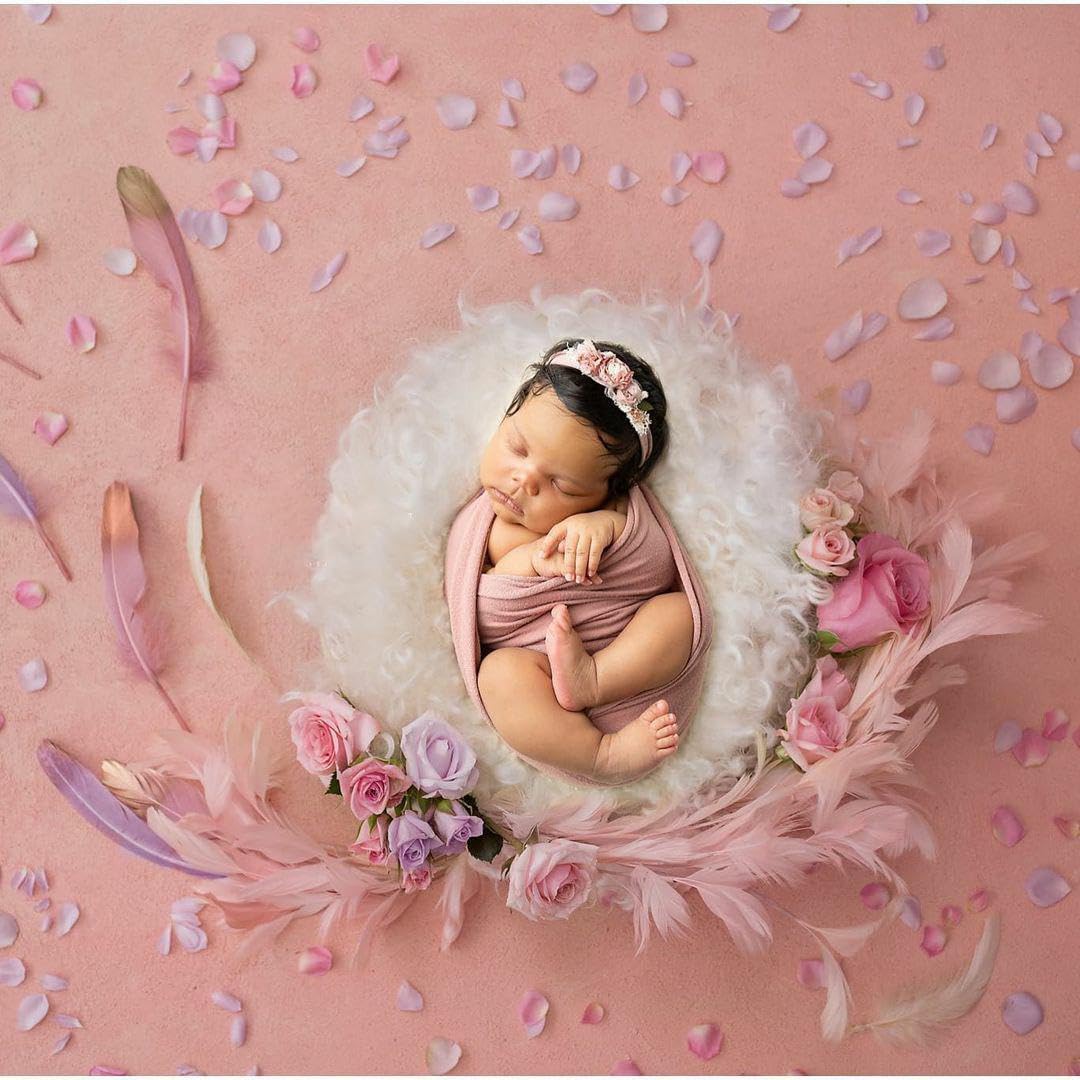 4 pezzi accessori fotografici per neonati, neonati, accessori di scena fotografici, cestino per bambini, 1 ciambella, 3 cuscini in posizione (adatti per 0-2 mesi)