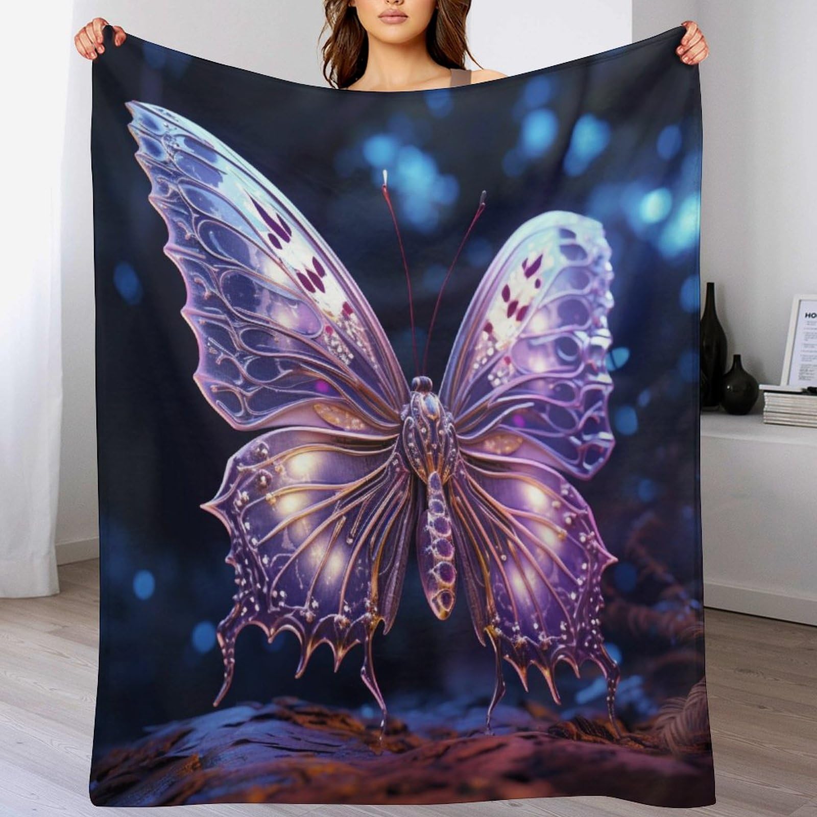 Couverture papillon en flannel douce pour lit et canape 130x150cm