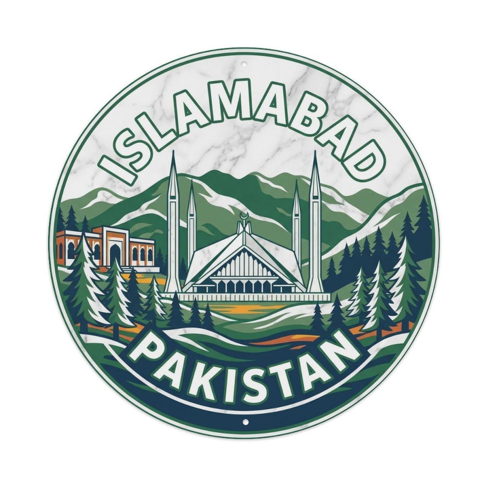 Yrnq 8X8inch Vintage Style Vintage Travel Islamabad Pakistan Mosque Metal Tin Sign