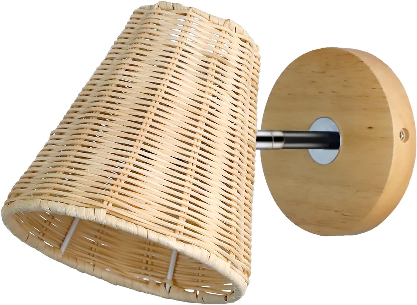 Schindora Rattan Wall Light,Hand -Woven Rattan Bamboo Lampshade with ...