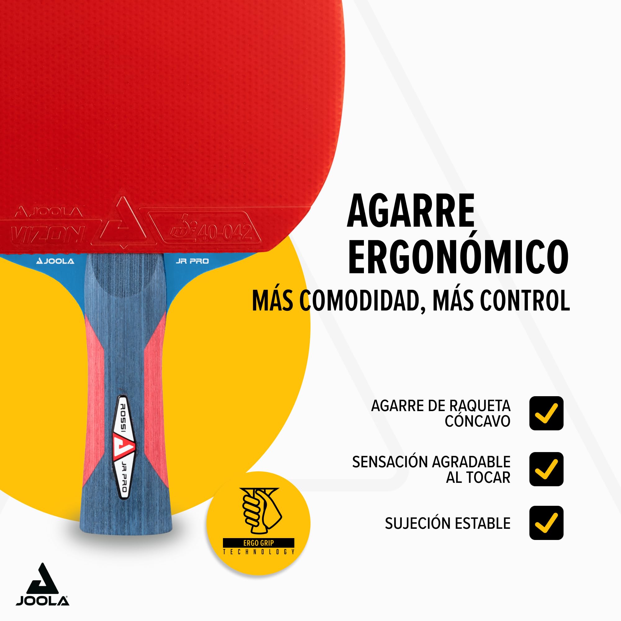 JOOLA Raqueta de Ping Pong Junior Pro ITTF aprobada para niños, Raqueta de Tenis de Mesa, 5 Estrellas, Mango Azul/Rojo, Grosor de Esponja de 1,8 mm