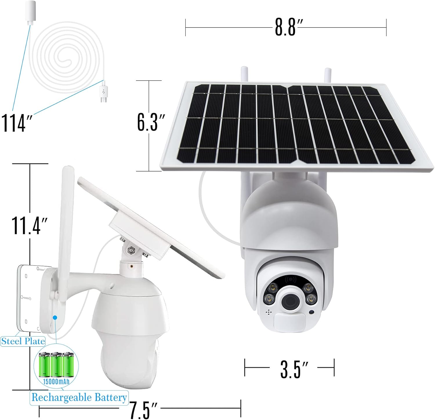 Hоlіdау Dеаlѕ 🛒 NuCam Solar Powered PTZ WiFi Security Camera Wireless Outdoor 350°/100° X/Y-Axis Adjustable 1080P HD Colored Night Vision w. PIR Motion Sensor Security Light w. Bracket Extension Cord (WiFi)