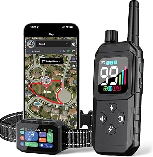 RAINLEOTI GPS Dog Fence System with Remote & App Control – Adjustable GPS Boundary, No Monthly Fee, Beep/Vibration/Static Training, Waterproof Collar, Long Battery Life, for Dogs 10–120 lbs, Black