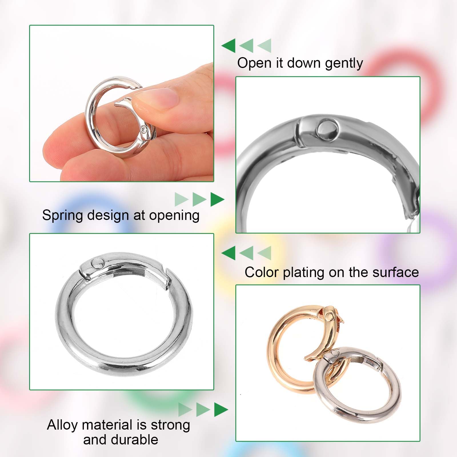 15 Moschettoni Rotondi 25mm - Portachiavi Colorati Per Zaini, Borse E Fai Da Te | 15 Colori - Foto 11