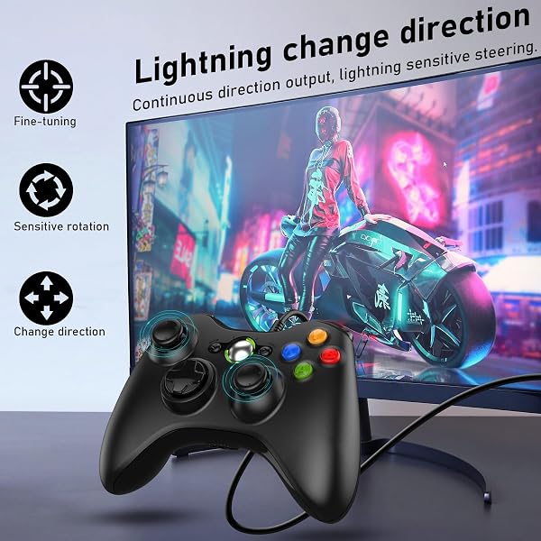Diswoe Controller für PC Xbox 360, PC-kabelgebundener Controller mit USB Verbessertes Design Ergonomischer Kabelcontroller für Xbox 360 Slim und Windows XP/Vista/7/8/8.1/10/11 - 3