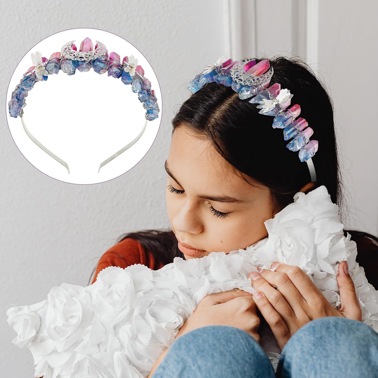 Natural Crystal Dragonfly Crown Headdress, Handmade Wedding Tiara for Women, Unique Crystal Circlet Bridal Headwear for Special Occasions