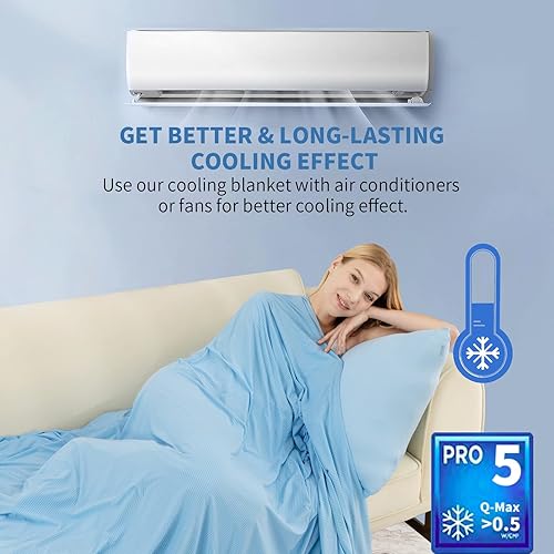 Miniatura 5 de Auemtyn Manta refrescante de doble cara de tamaño King para personas que duermen con calor Q-Max japonés  0.5 Arc-Chill fibra de enfriamiento,