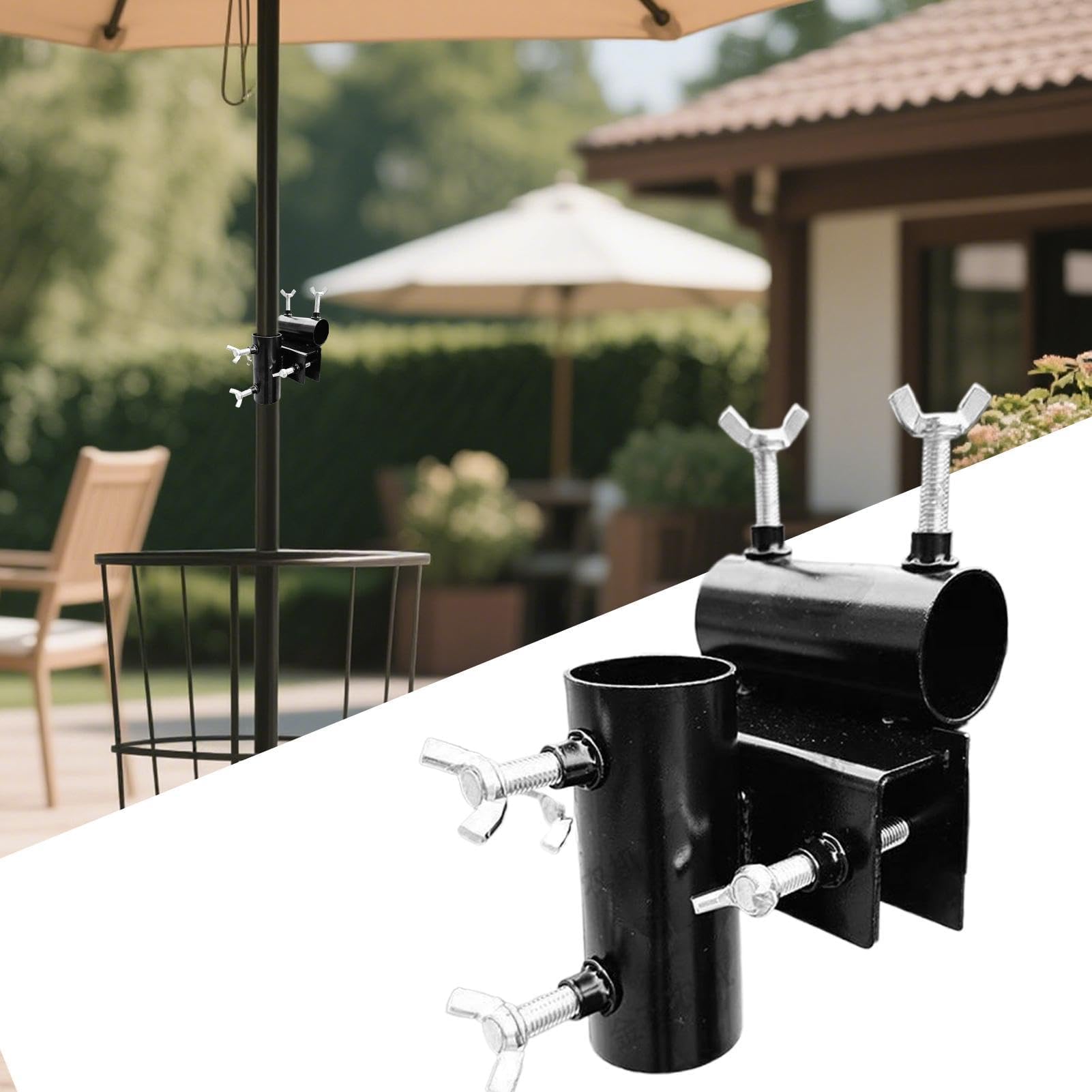Soporte de mesa para sombrilla, fijación de pinza, para patio, valla, balcón, patio, apartamento, porche y jardín