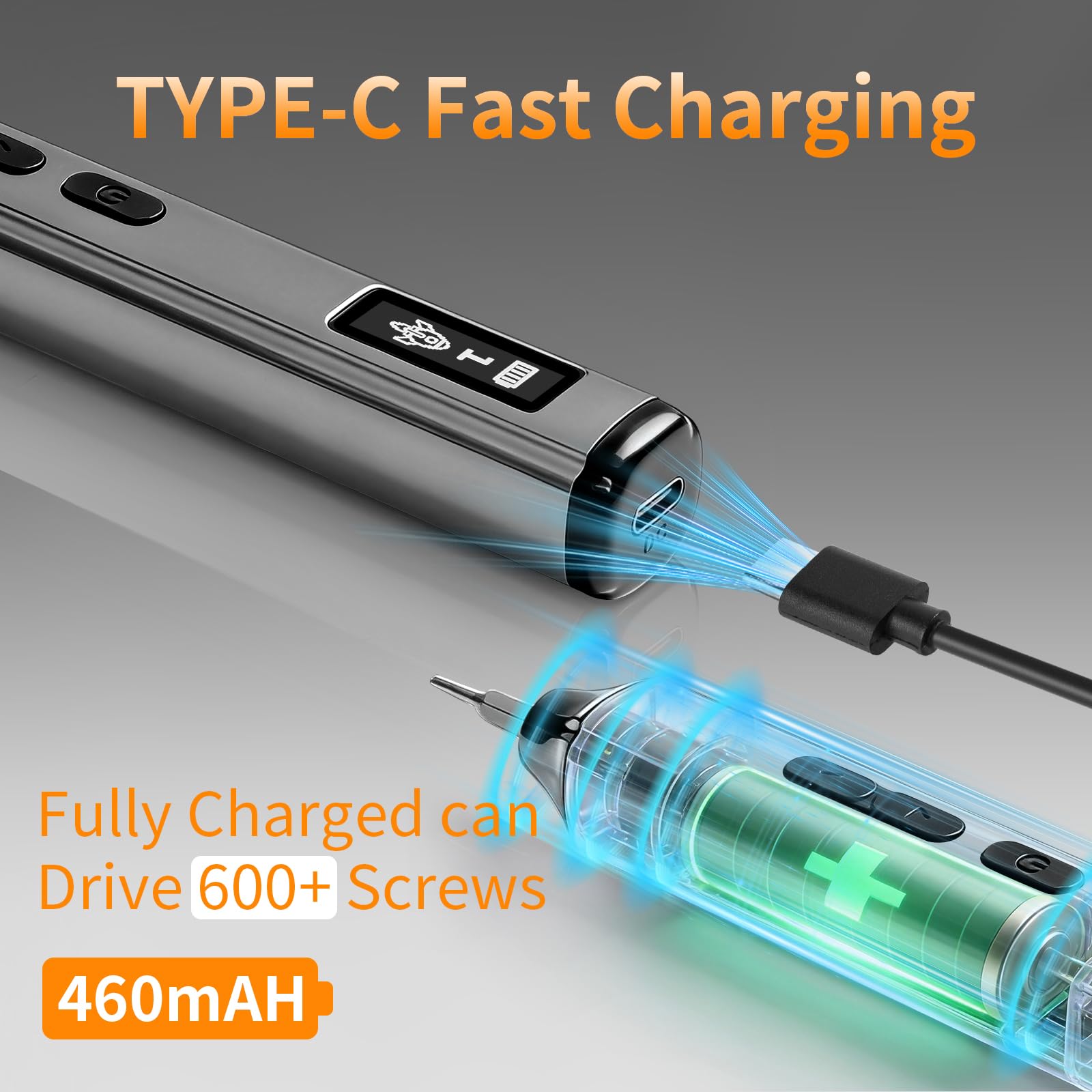 Cacciavite elettrico senza fili 60 in 1, max 0,5 N.m, batteria 460 mAh, 5 impostazioni di coppia, punte in acciaio S2, 4 luci, set di cacciaviti di precisione da 3,7 V per elettronica, computer