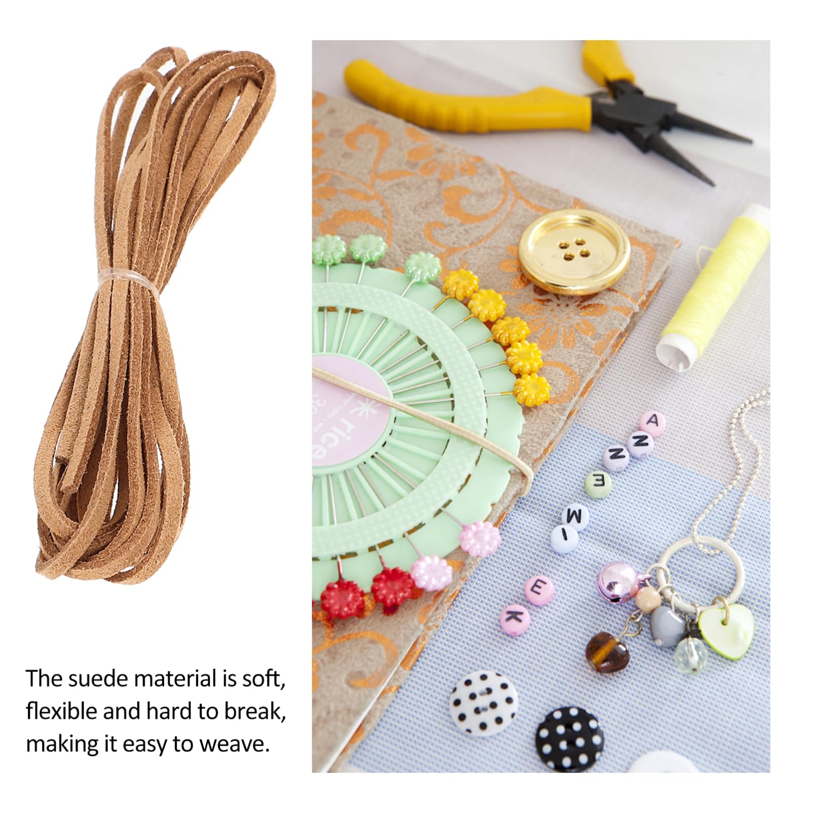 EXCEART Cordoncino Scamosciato 3mm per Bracciali e Collane Fai da Te, 8 Pezzi Flessibile e Facile da Intrecciare, per Artigianato e Creazione Gioielli