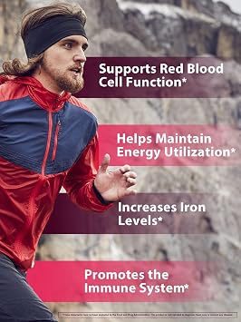 Iron Supplement for Women Men, High Potency Iron 65mg with Vitamin C 250mg
