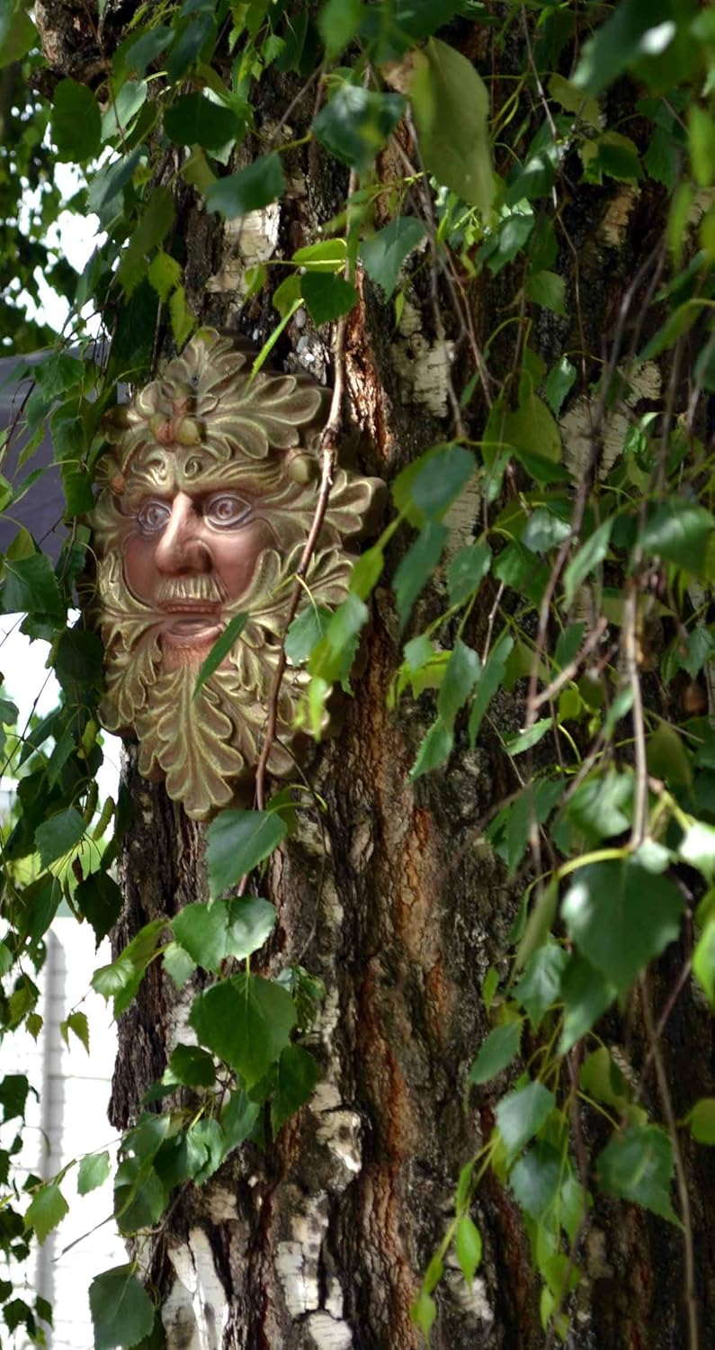 Mold Sculpture DIY Green Man FACE Plaque Old Man Modern Art Tree Wood Spirit Faces Greenman (D29)