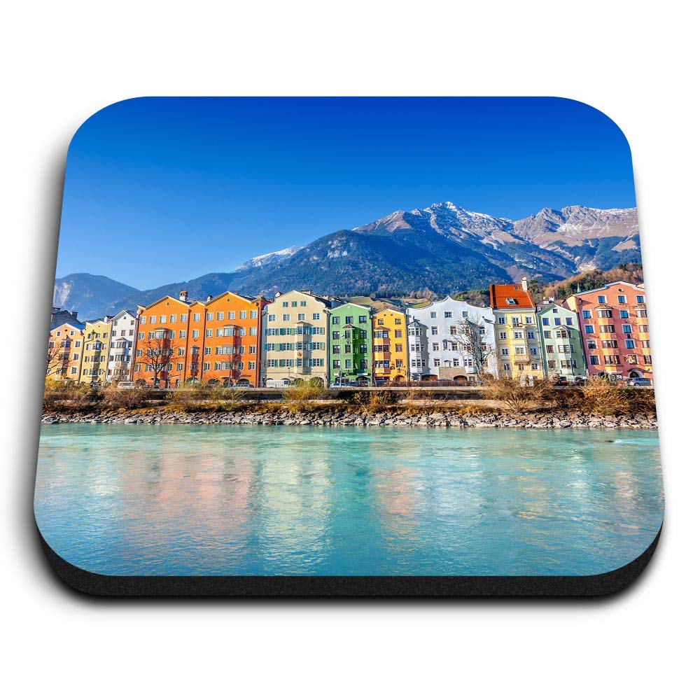 1 x Square MDF Fridge Magnet - Innsbruck Austria Cityscape 3387