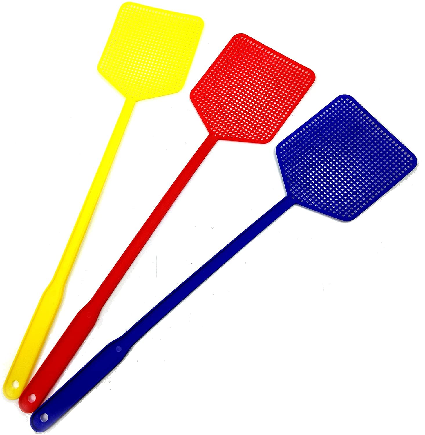 (Pack of 6) Fly Swatter, Manual Plastic Fly Swatter Set | Mosquito Insects Fly Killer Wasp Pest Control Home Essential Strong Flexible Large Head With Extra Long Handle Assorted Colour