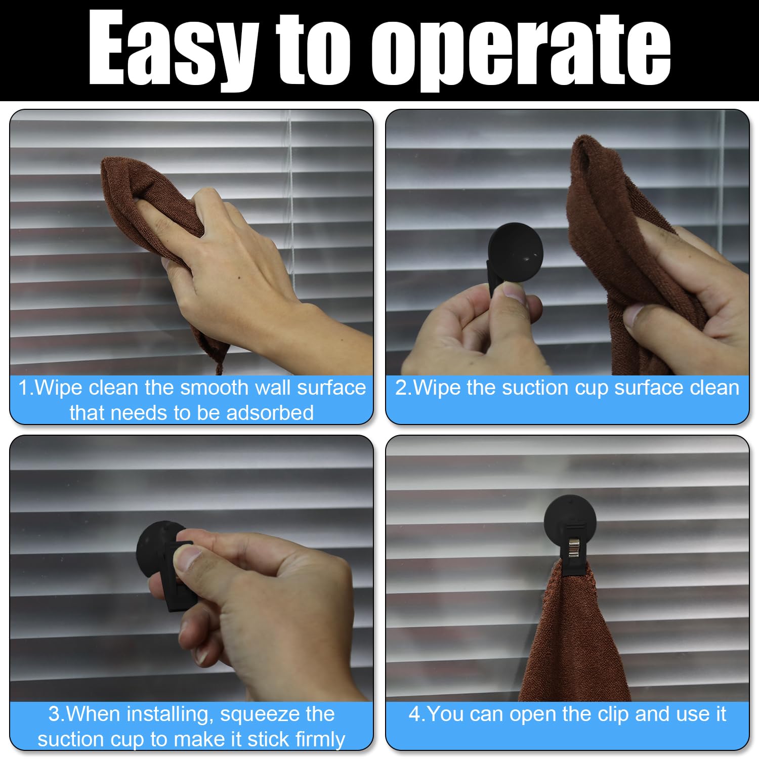 6 Clip Con Ventosa Per Tenda Doccia - Gancio Antivento Per Vetro, Frigo, Auto