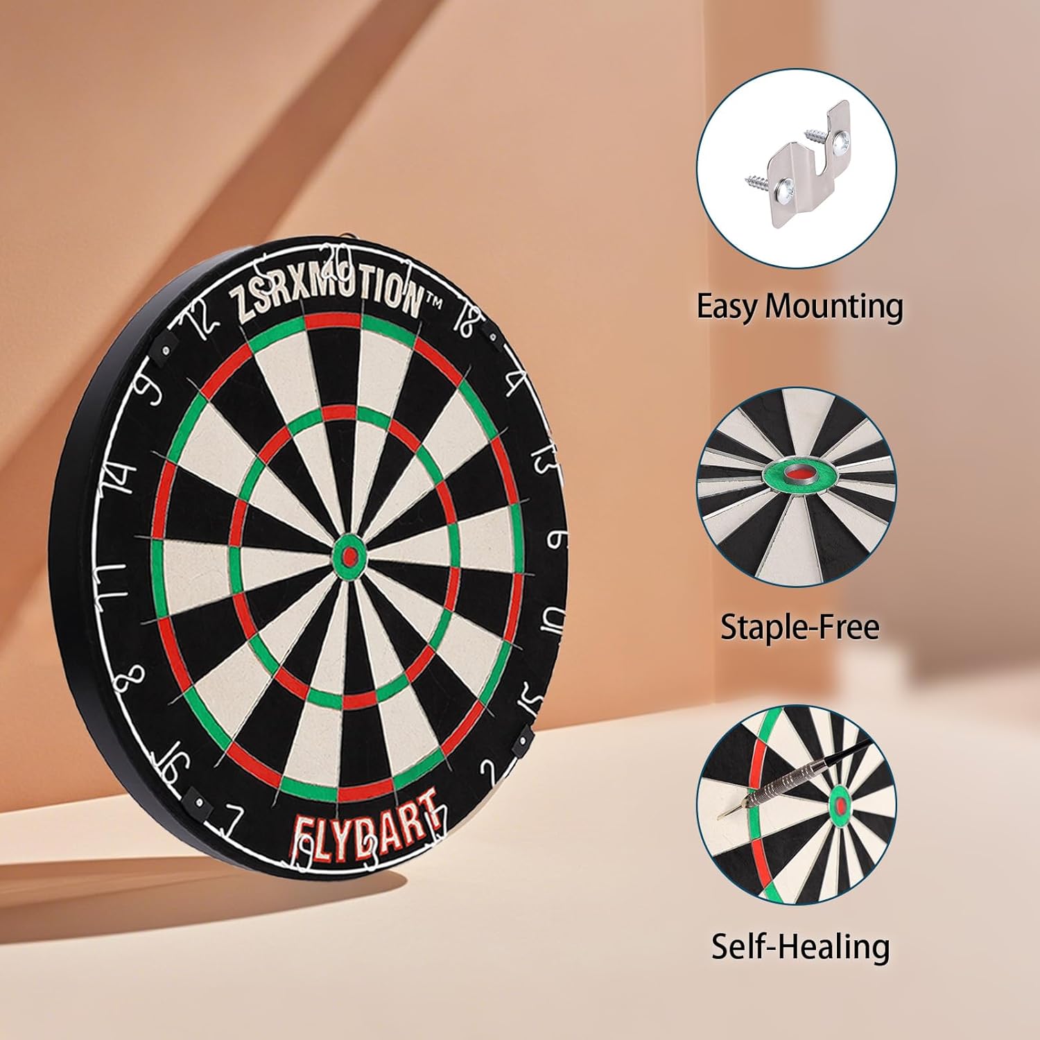 18 Inch African Blade Kenyan Sisal Bristle Dartboard with 6 x 18g Darts and Dartboard Hanger - Professional Grade Home Game Set