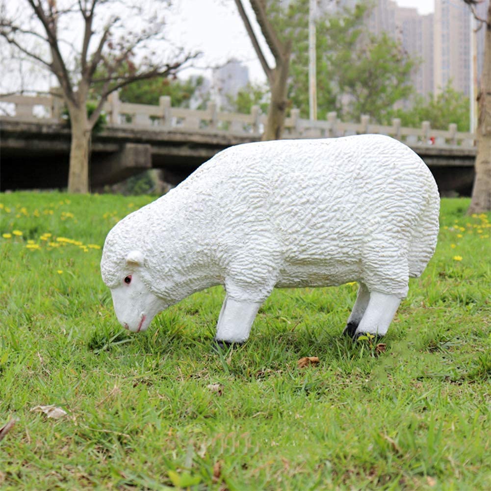 Garden Statue Animal Sculpture Outdoor Decor Gift Farm Animal Statues Lamb Garden Outdoor Garden Sculptures Patio Yard Decor Sheep Crafts Ornaments Simulation Statuette(White,66x24x40cm(26x9x16inch))
