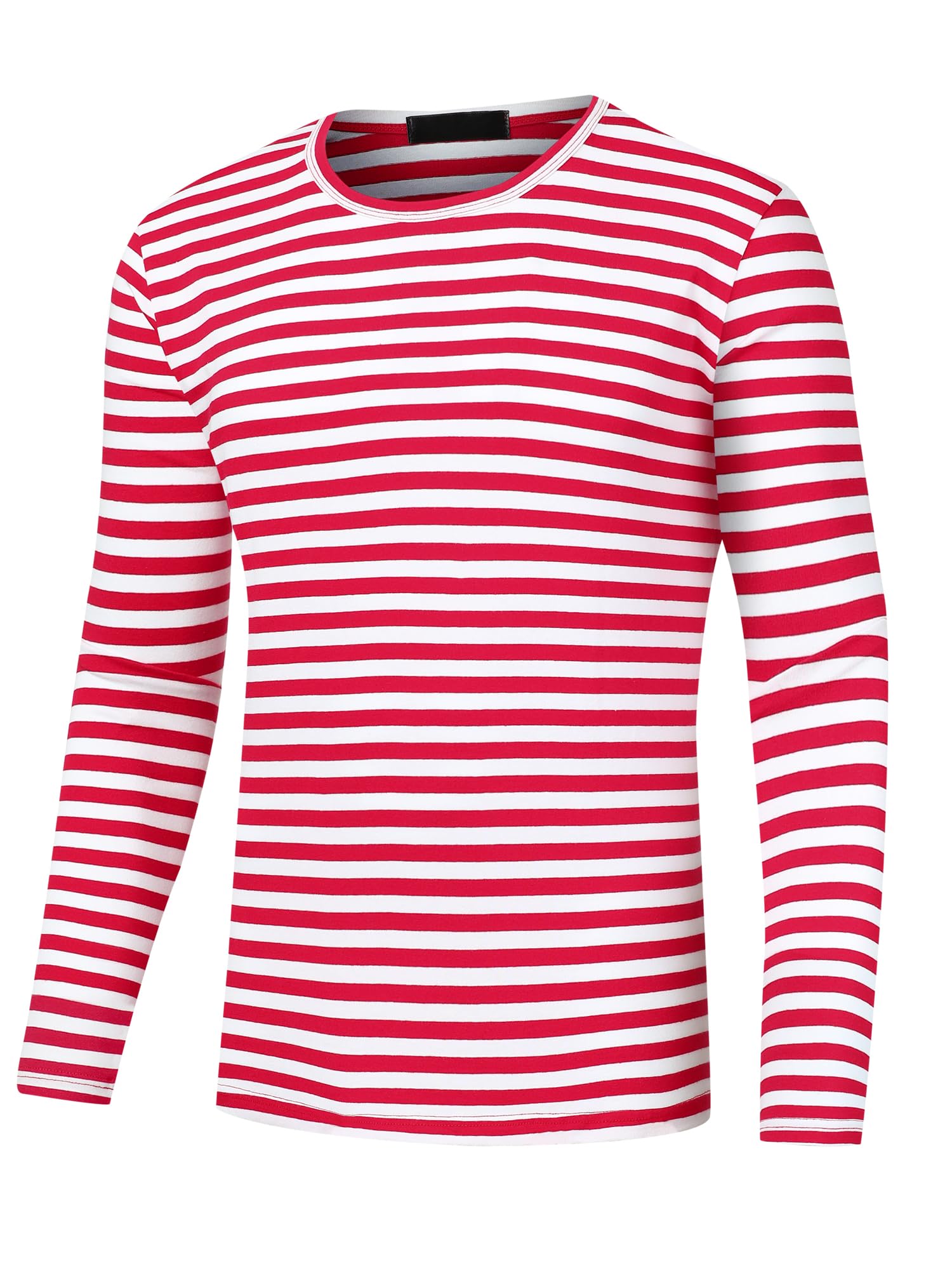 Lars Amadeus Maglietta a righe da uomo casual girocollo maniche lunghe basic pullover Tee Top