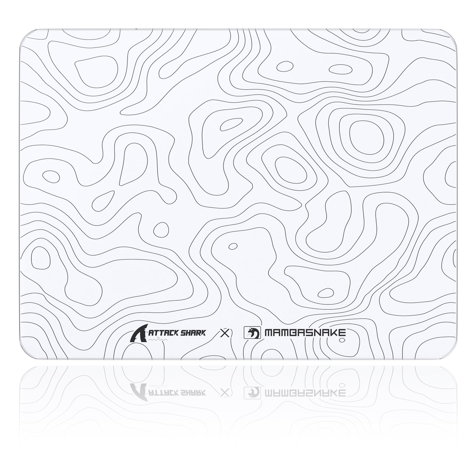 MAMBASNAKE x Attack Shark CM05SE Glass Hard Gaming Mousepad,Nano-Micro-Etched Texture,Smooth Glass Surface,High Accuracy,Fast-Moving,Anti-Scratch, PU Leather Non-Slip Base, Small Size(410×310mm)