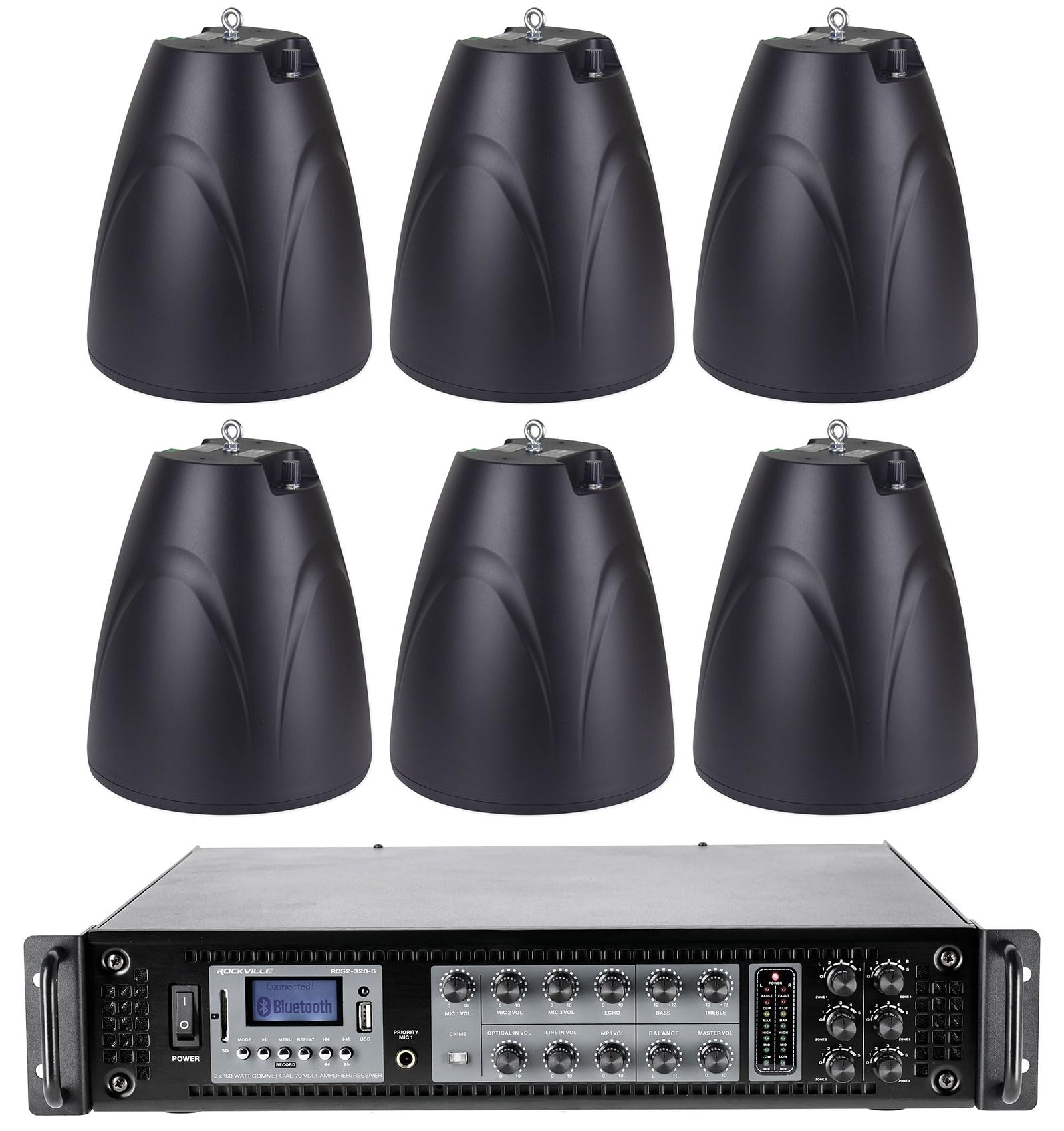 Rockville Bundle: (6) PEN-65T Black 6.5