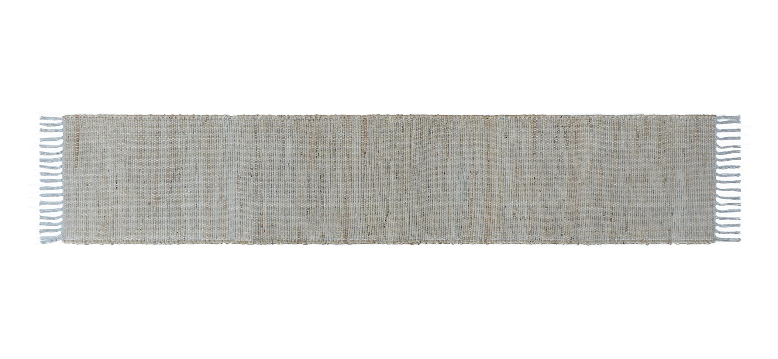THE HOME TALK Designer Braided Table Runner | Stylish 4-6 Seater Décor for Dining Table, Parties, Events | Bohemian Design Hand Woven | Jute Fabric | Decorative Mats | 13 x 72 Inches | Light Grey 4
