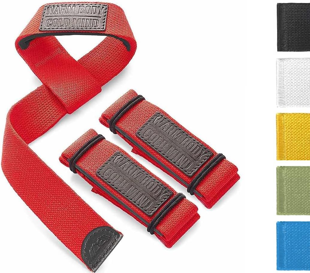 WARM BODY COLD MIND Lasso Lifting Wrist Straps for Cross Training - Rated at 770 lb - Hand Wraps for Olympic Weightlifting, Powerlifting, Weight Lifting, Bodybuilding Strength Deadlift Gym Bar, Cotton