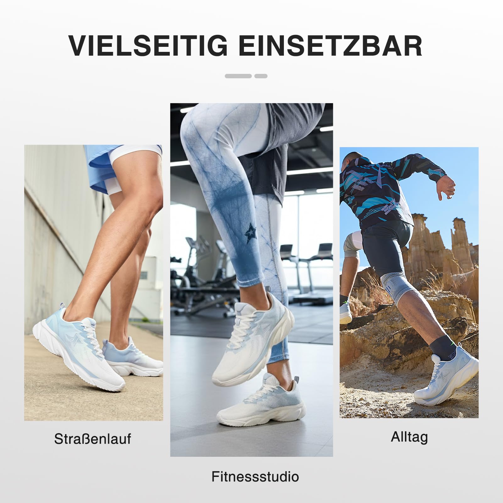 XTEP Laufschuhe Herren Gedämpft, Dämpfung Cushioning Sportschuhe mit Leichte Eva Mittelsohle, Bequeme Joggingschuhe, Atmungsaktive, rutschfest Turnschuhe für Jogging Alltag Freizeit