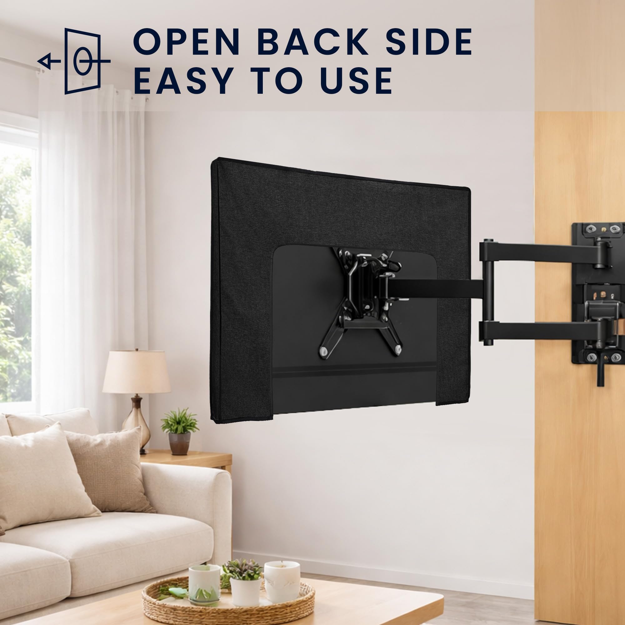 kwmobile Housse écran TV 65" Protection télévision lin noir