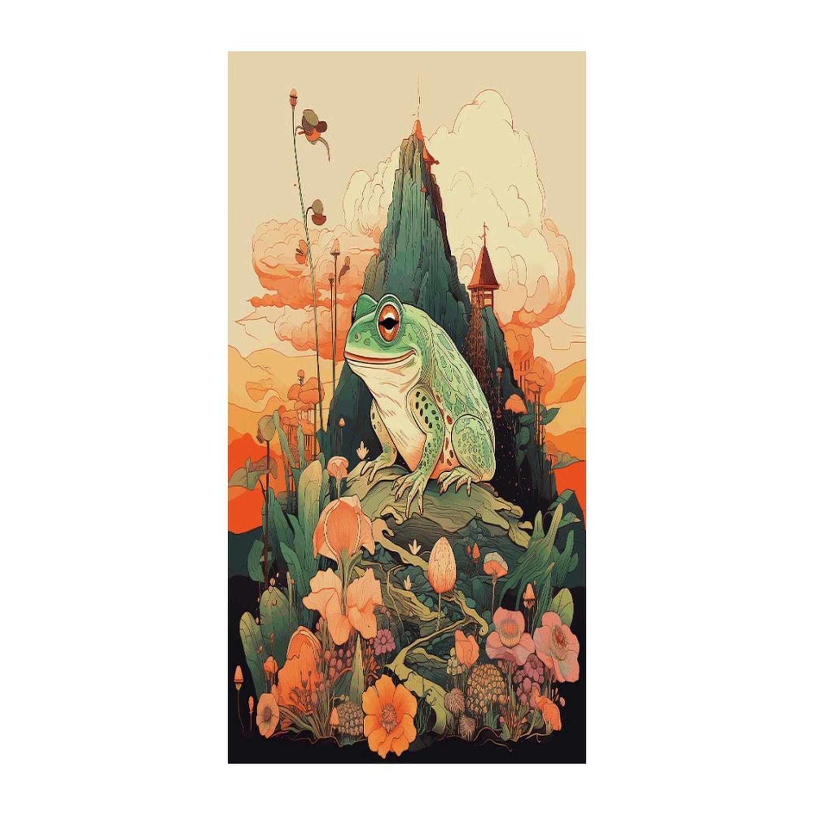 Fekiloot Style Frog On Mountain Door Curtain Room Divider Curtains