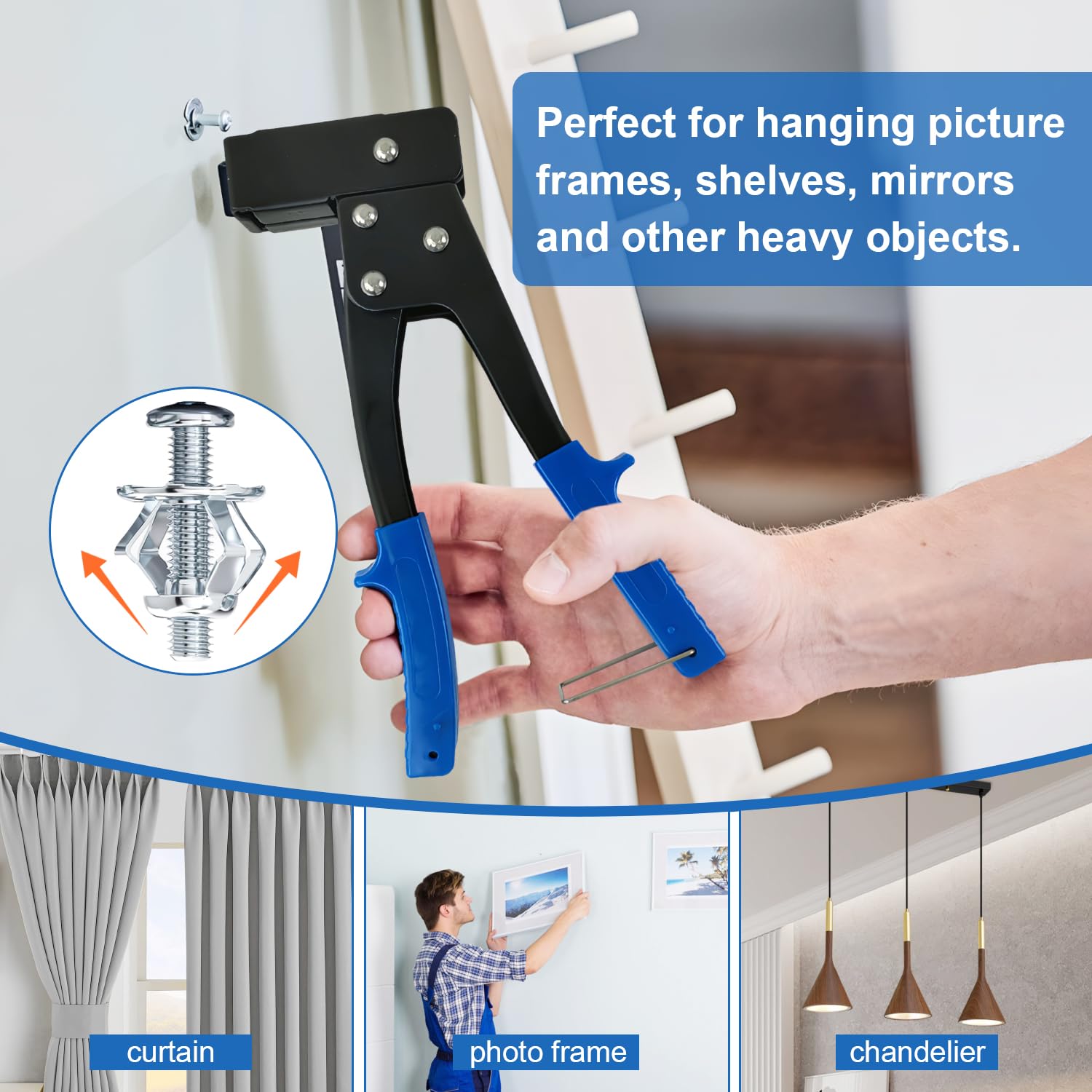 Hollow Wall Anchor Hollow Wall Fixings Anchor 36 Petal Nuts(6 Sizes) Expansion Nut Mounting Plier Set including Hollow Wall Expansion Anchors for Hollow Plate Plasterboard Hollow Door - Image 3