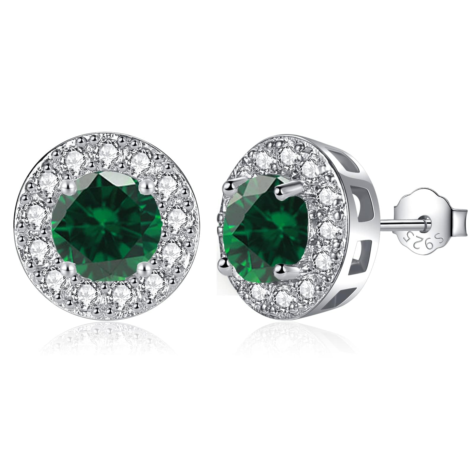 MASOP Ohrstecker Silber 925, Geburtsstein Ohrringe Runde Zirkonia Schmuck Geschenke für Frauen Damen Mädchen zum Geburtstag