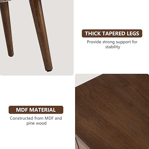 Miniatura 6 de COSIEST Mesita de noche de mediados de siglo moderna mesita de noche de MDF mesa auxiliar de madera con un cajón de almacenamiento para dormitorio