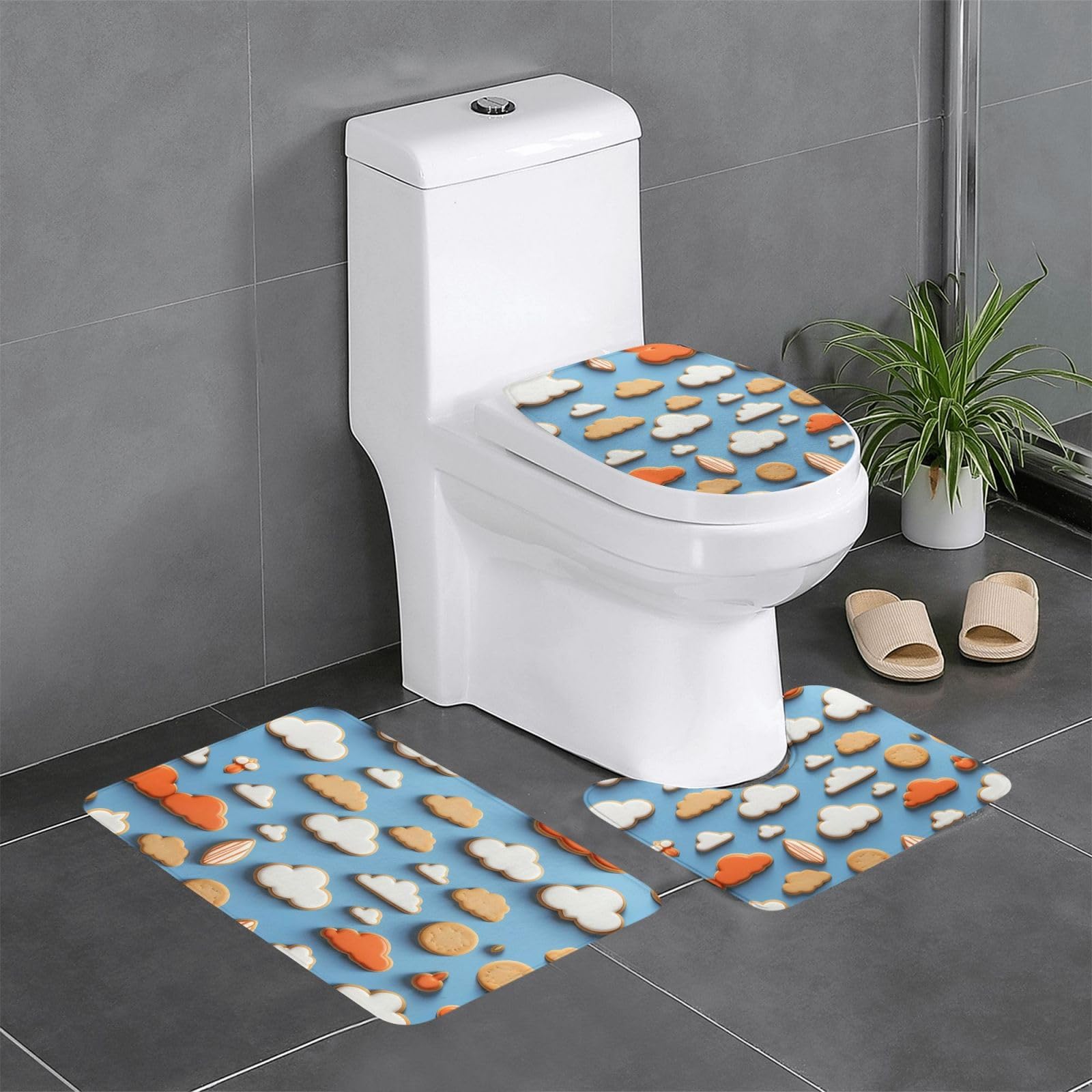 Tapis de salle de bain antidérapants YYHWHJDE lot de 3 pour toilettes et lavabo 61x40 cm
