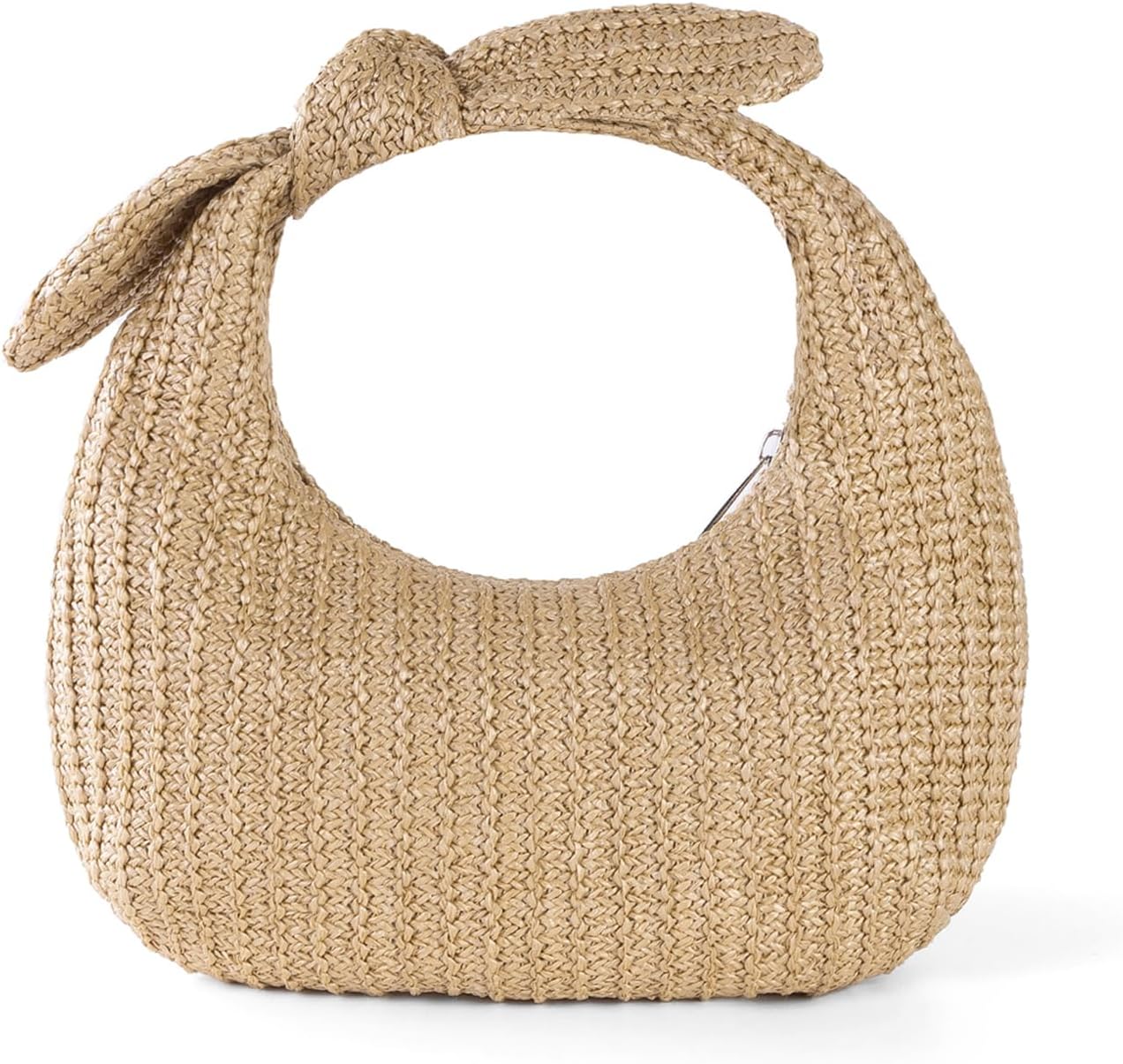 Knotted straw clutch purse bow summer beach bag dumpling evening.