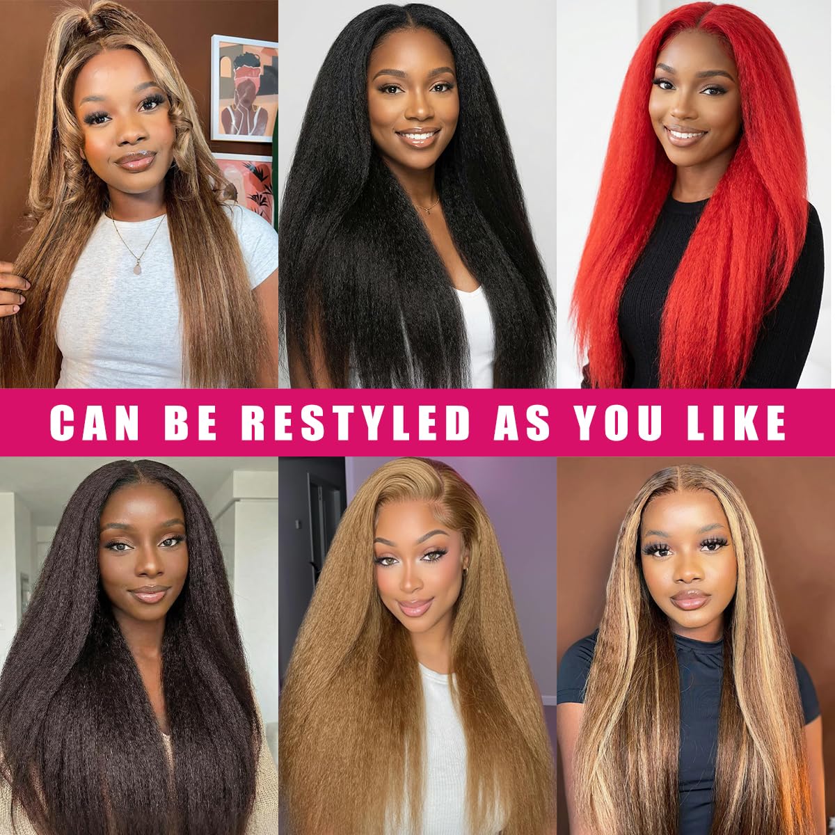 Kinky Straight Brazilian Human Hair Bundles - Unprocessed Yaki Hair