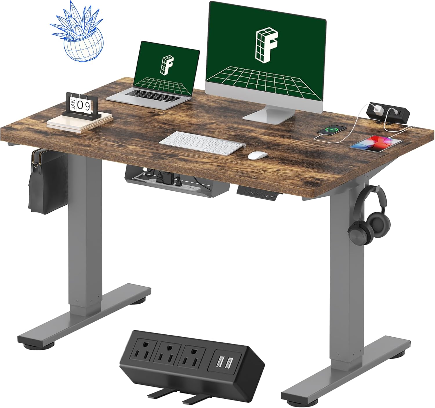 FLEXISPOT EN2 48x30 Standing Desk with Clamp Power Strip
