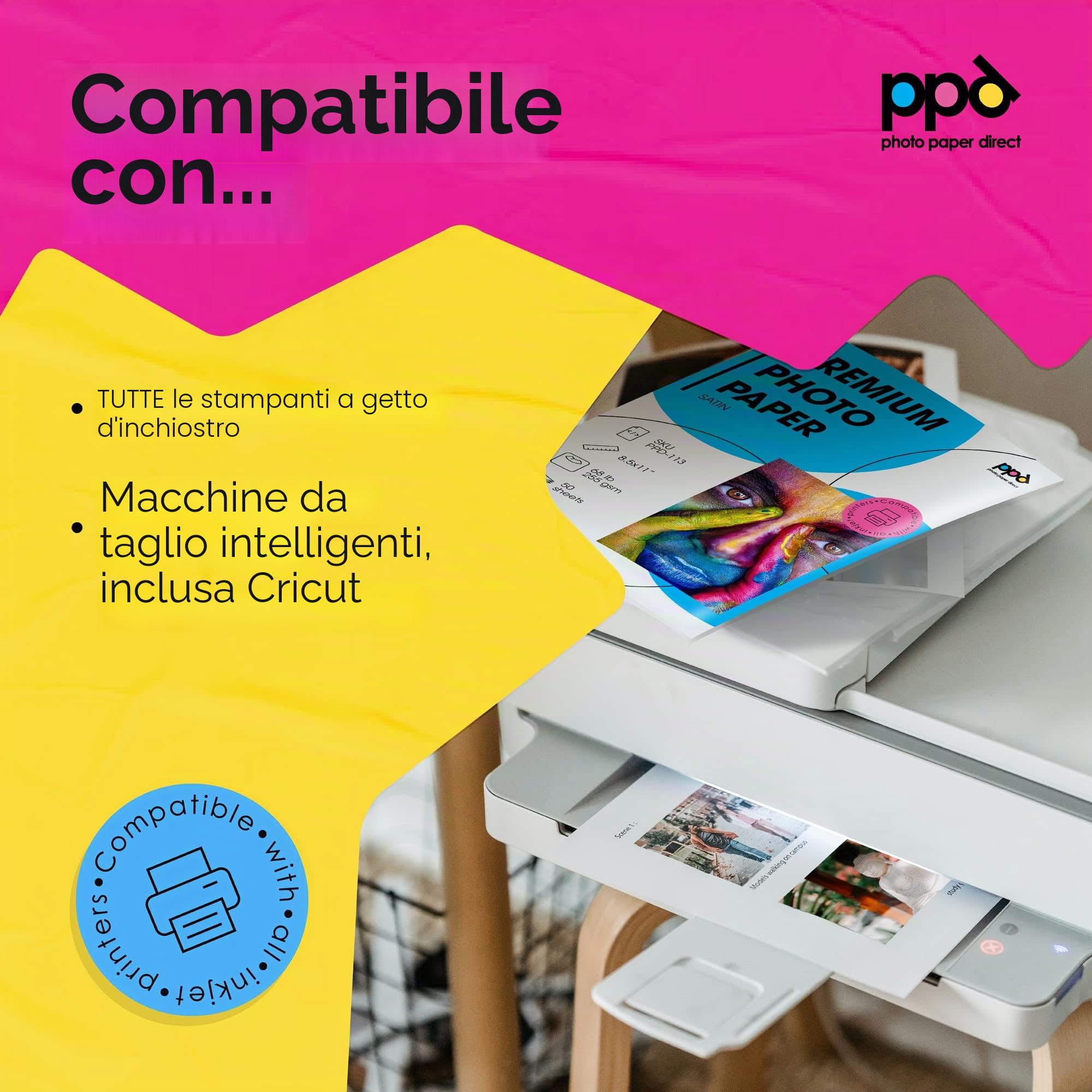 PPD A3 Plus 100 Fogli 280g Carta Fotografica Premium Satinata Perlata Per Stampanti A Getto D'Inchiostro Inkjet - PPD-23-100