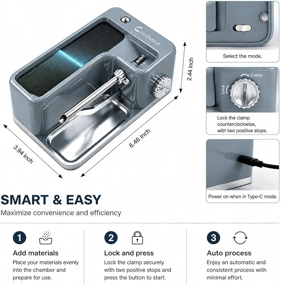 Electric Cigarette Rolling Machine, Automatic Cone Filler with Metal Case
