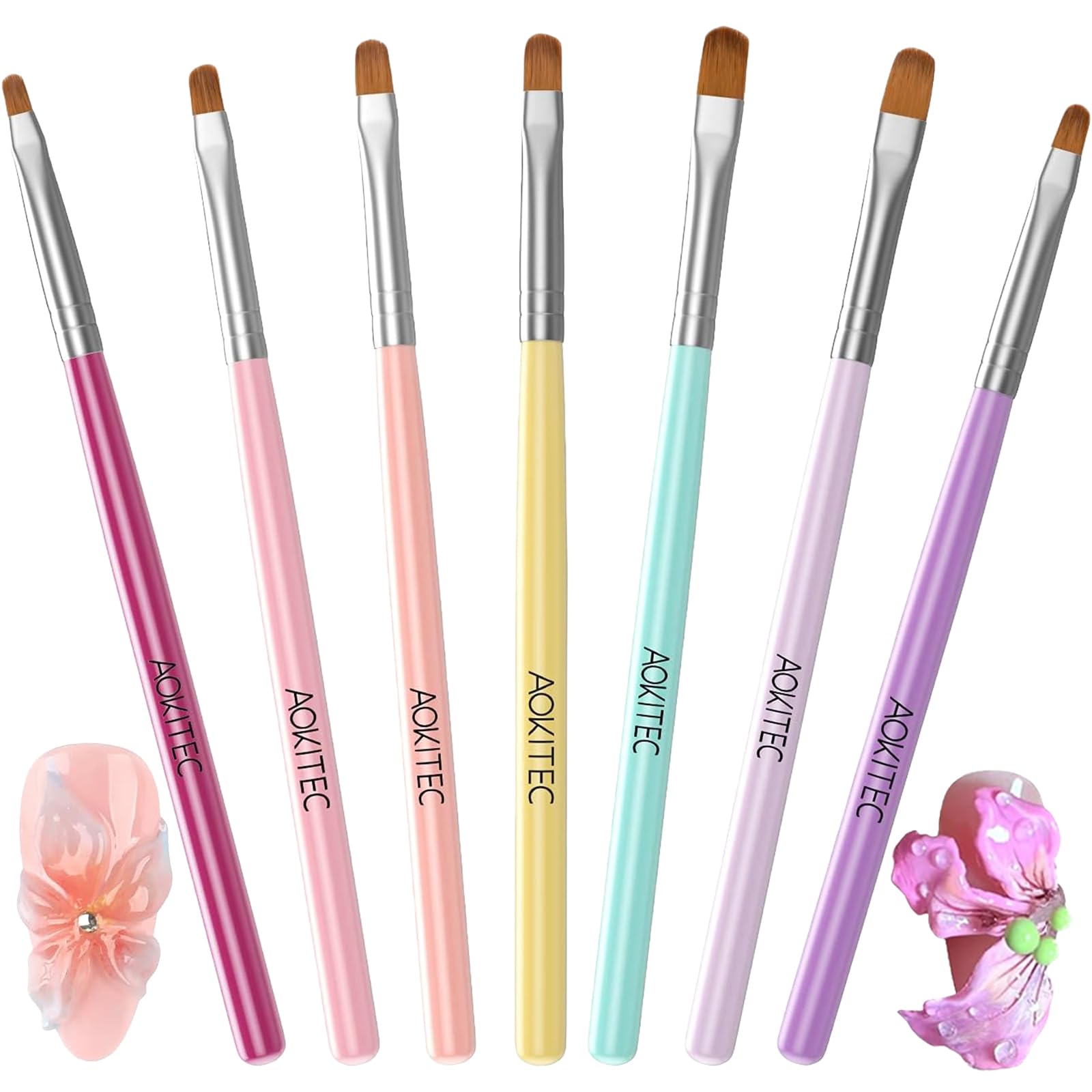 Aokitec Nail Art Brushes Set Gel Polish Nail Art Design Pen Painting Tools with Nail Extension Gel Brush Builder Gel Brush Nail Dotting Pen & Nail Art Liner Brush for Salon at Home DIY Manicure Women